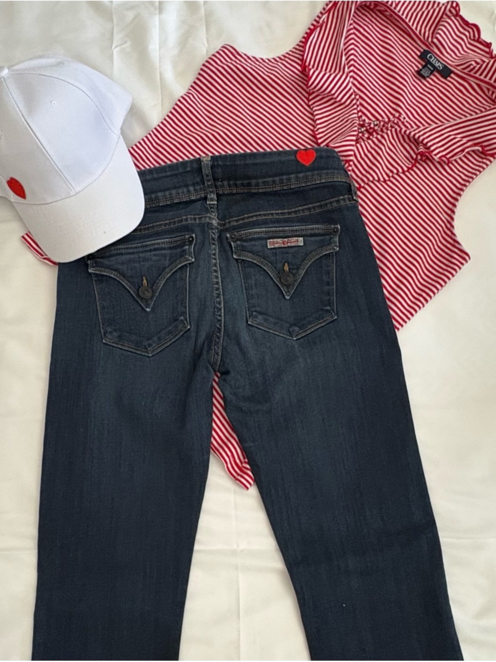 Hudson USA Ginny Straight Jeans W27 (actual 28) Dark Wash Bundle W/Cherry Cap